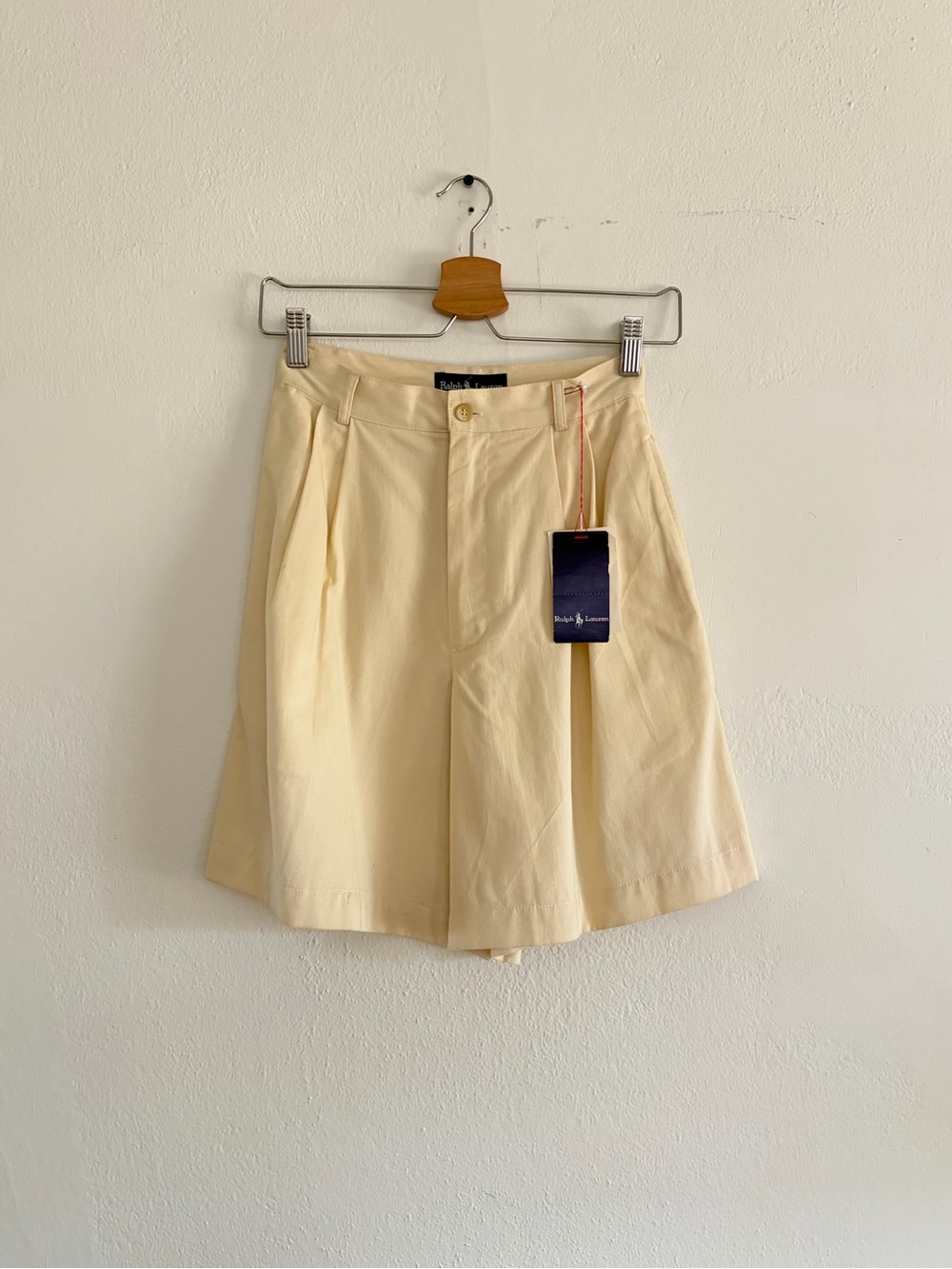 Vintage Ralph Lauren Deadstock Cream Pleated High-Waist Shorts